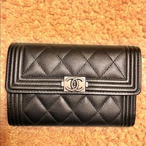 CHANEL Boy Caviar Flap Wallet